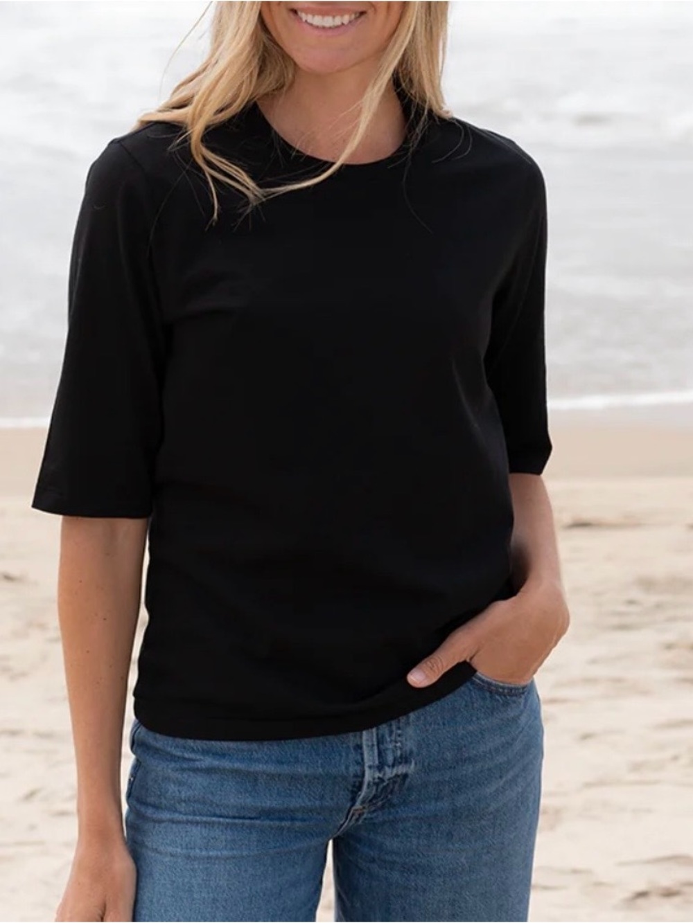 Michael Stars Black Short Sleeve Crewneck Tee